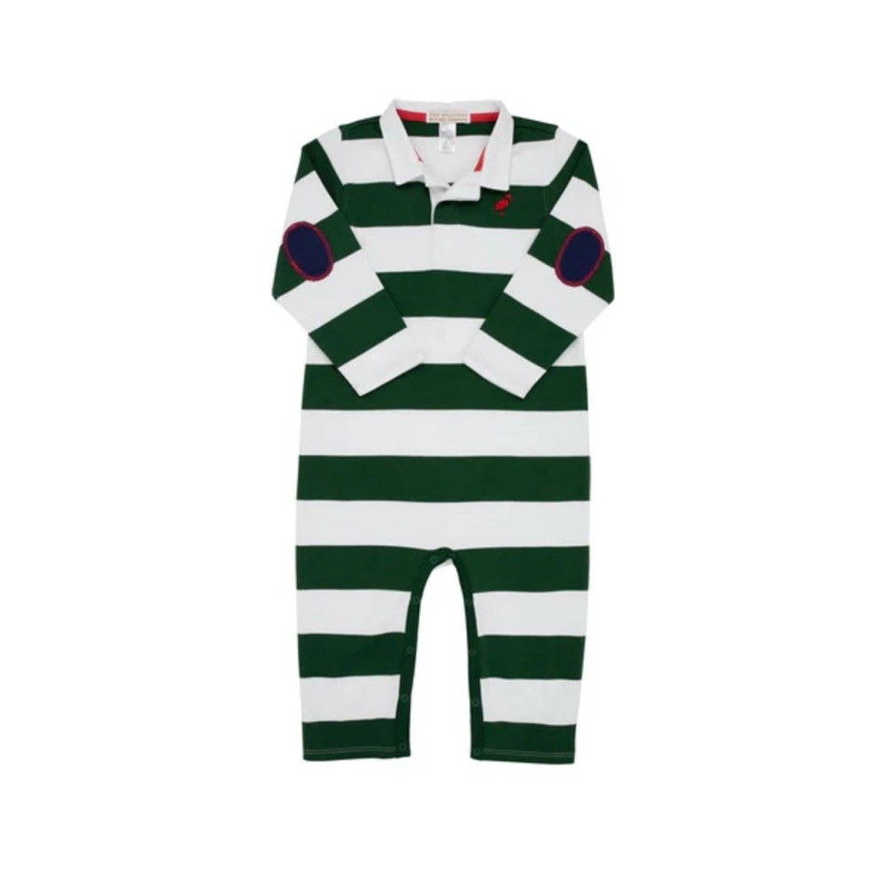 NWT The Beaufort Bonnet Company Green and White Striped Footie